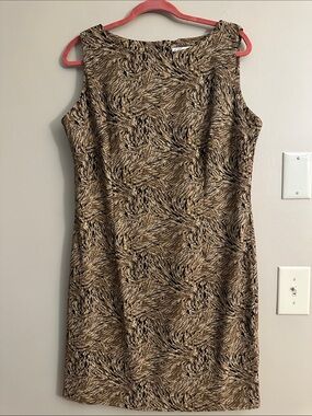 Dress Barn Brown Patterned Sleeveless Sheath Dress